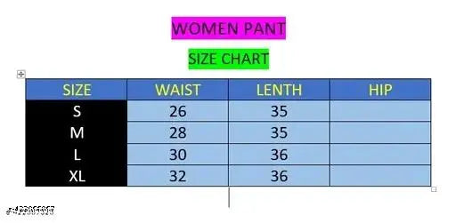 Cream and black acrylic MJ 4-pocket pants for women, solid pattern, sizes 26, 28, 30, 32 (26in/35in/35in, 28in/35in/35in, 30in/36in/35in, 32in/36in/36in) made in India