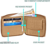Beige faux leather round chain wallet, single compartment with credit/debit card pockets, Indian origin
