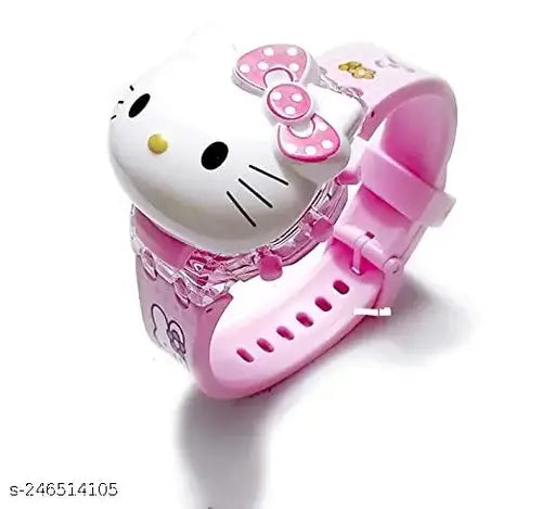 Multicolor LED digital light kids watch, ZamZam Hello Kitty glowing watch with music tune for girls aged 3-9 years, pink color on a free size wrist