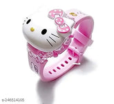 Multicolor LED digital light kids watch, ZamZam Hello Kitty glowing watch with music tune for girls aged 3-9 years, pink color on a free size wrist