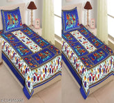 Jaipuri cotton single bedsheets set (2), featuring 2 pillow covers, ideal for summer