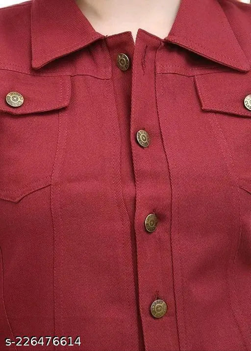 Cotton solid-color long sleeve women's jacket, THE MORDEN SOUL Women Fancy Jaket (L - Bust 38in, Len 25in), India origin