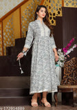 Stylish grey rayon floral kurti, three-quarter sleeves, printed combo for parties and festivals. Indian-made rayon women's kurti with high-grade fabric