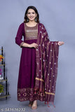 Purple zari woven net rayon yug with cotton cambric dupatta, rich and vibrant for women's fashion in various sizes
