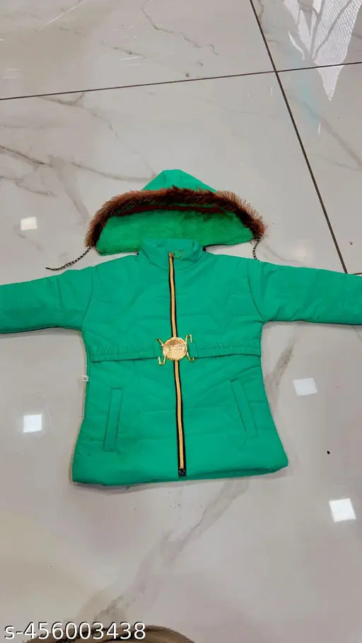 Green kids' winter jacket with a hood, set of two jackets