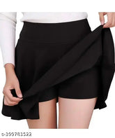 RONAK FAB striped all time trendy skater skirt with attached inner shorts, high quality imported fabric, colorful, vintage style, comfortable fit, flared silhouette, high waistband, and laser cutout scallop hem. Size 34 (waist 34in, length 17in), suitable for winter, spring, autumn, summer seasons. Made in India