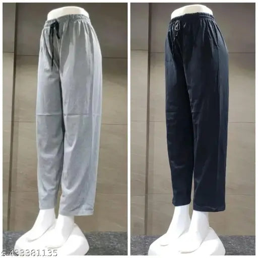 Cotton calf-length women's nightwear pajama set (pack of 2), ideal for lounge wear, made in India