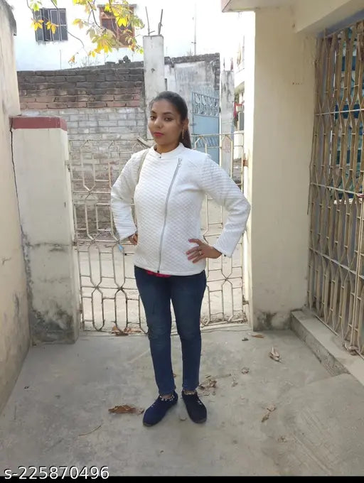 Leather-sleeved solid cardigan for women, XS to XL sizes, made in India