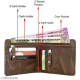 PU leather men's wallet by Doul, sleek design with 2 compartments, high-quality, durable, free size (11cm x 9cm), ideal for gents