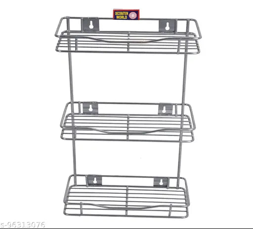 Stainless steel 3-tier jar rack organizer, size 15x6x18, for kitchen and home storage