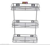 Stainless steel 3-tier jar rack for kitchen and home, size 15x6x18 inches, keeps space organized