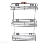 Stainless steel 3-tier jar rack organizer, size 15x6x18, for kitchen and home storage