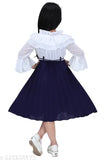 Chiffon three-quarter sleeve party dress for girls, Indian-style Western wear for festive occasions