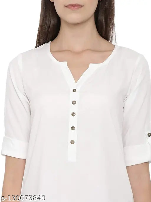 Rayon half-sleeve casual tunic top, solid color for everyday office wear or casual outings