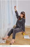Women's wool blend fleece fur velvet pajama set, soft & cozy full length nightwear
