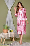Rayon A-line tye dye kurti with three-quarter sleeves and printed pattern, XL (Bust Size: 42in, Size Length: 46in)