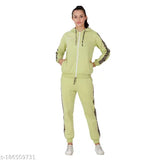 Women's solid fleece track suit, long sleeves, winter wear by Clothink India (Size S: 36 in bust, 24 in length)