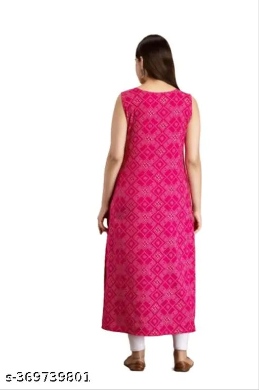 Printed combo Rayon Banita Pretty Kurtis, sleeveless and 14kg bandhni design, XS-XXL sizes available