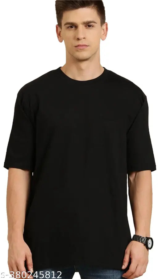 Black oversized cotton print men's half sleeve t-shirt, popular Indian fashion wear