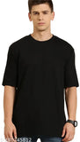Black oversized cotton print men's half sleeve t-shirt, popular Indian fashion wear