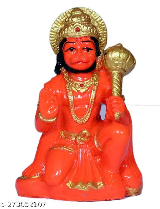 Resin Balaji Hanuman statue, 2''x3''x2'', handcrafted by MORATER. Durable spiritual decor for home or office