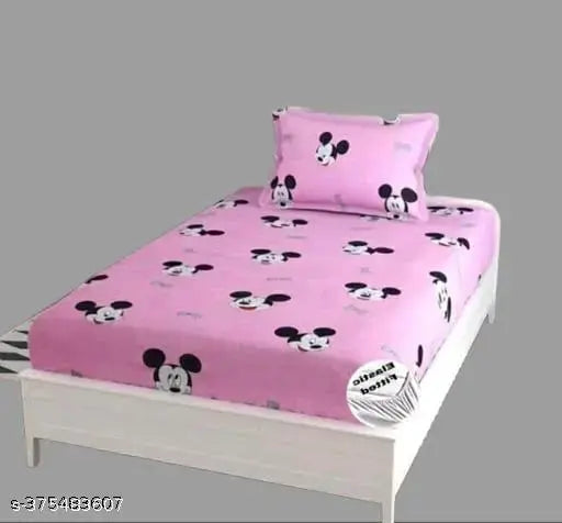 Glace cotton, floral single fitted bedsheet with 1 pillow cover, ideal for summer adult use