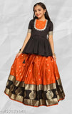 Taffeta silk Tranding Pattu Lehenga Choli for Girls, vibrant Indian cultural heritage design on display