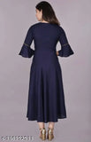 Navy Blue Rayon Flared Kurta for women - classic, comfortable, and versatile