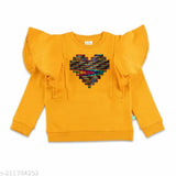 Embroidered net sequined sweatshirt for girls, cotton full sleeve in winter wear, 2-3 years size on display
