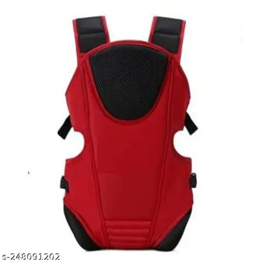 Adjustable red cotton baby bag, comfortable and breathable for 3-1 month infants, ergonomic design, India origin