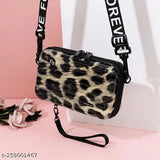 Dark tiger print synthetic sling bag, free size cross body purse with one compartment