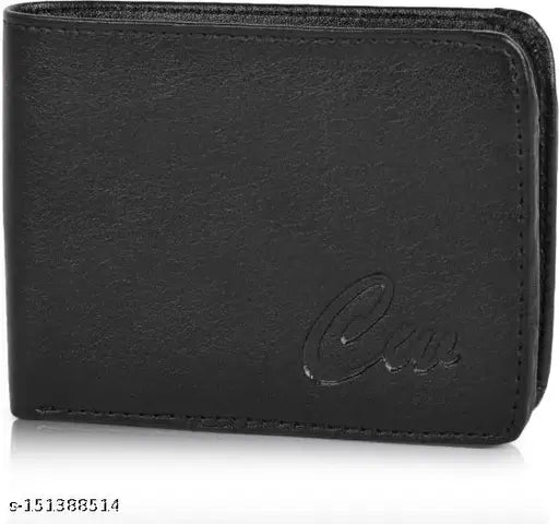 Solid PU leather men's bifold wallet, 12 card slots, stylish accessory for personal use or gifting, India-made