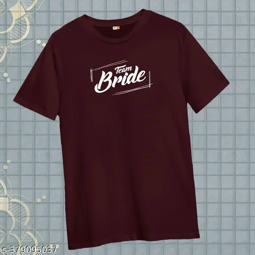 Maroon printed typography Team Bride tee for women & girls, ultra-soft cotton, vibrant graphic design for bachelorette parties & bridal showers, made in India