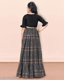 Rayon kids choli set with heavy ethnic motif lehenga, suitable for weddings and parties for girls aged 3-12 years