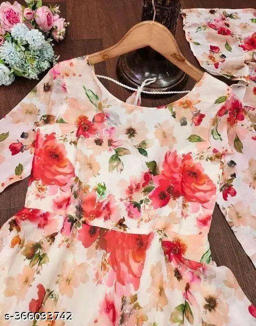 Georgette, three-quarter sleeve printed kurti from Banita Fashionable, Indian women's clothing