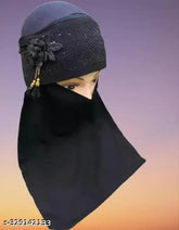 Cotton canvas solid onesie Naqaab face cover, high-quality Hijab Stone from India