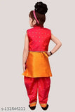 Silk blend self-designed net kurtis for girls, cute and classy, sizes 2-13 years