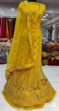 Embroidered butterfly net lehengas set, semi-stitched in 44" waist, 42" length with 2.25m dupatta, Indian handcrafted embroidery on net fabric