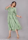 Rayon printed Kurtis, three-quarter sleeves, vibrant Indian design, Shri Shyam clothing brand