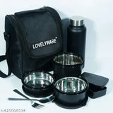 Stainless steel eco-friendly lunch box set with 3 leakproof containers, insulated bag - ideal for college, office, school use