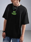 Stylish oversized cotton graphic print men's t-shirt, India-made, XL (44in chest, 30in length), eye-catching design for casual wear