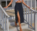 High Waist Black Denim Skirt, colorblocked design, versatile wardrobe essential