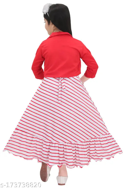 RedjackFrock ethnic cotton blend three-quarter sleeve gown for girls, printed net, easy breathing, versatile style, perfect fit for all seasons, India origin, sizes 2-3, 3-4, 4-5 years