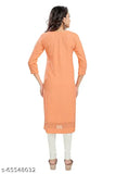 Peach crepe Chikankari women's straight-sequence kurti with saree, M-5XL sizes