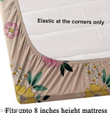 Glace cotton fitted king-size bedsheet with elastic corners, floral pattern, 144 thread count, 72x78 inches - elevate your bedroom decor