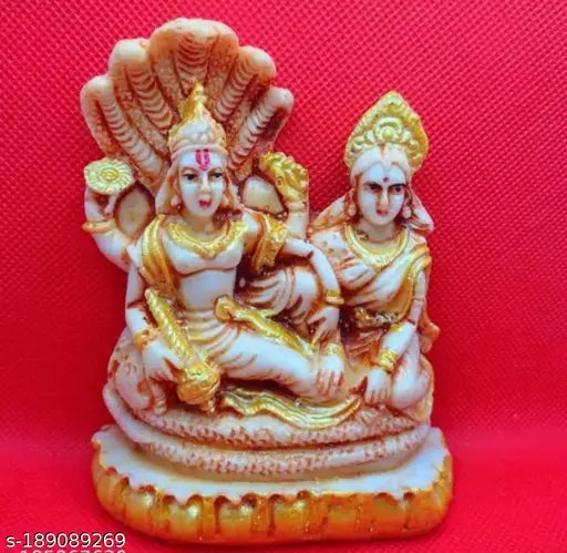 Handcrafted Resin Shree Laxmi Narayana Ji God Idol, 12" x 12" x 9", brings peace, prosperity, and blessings for home & office