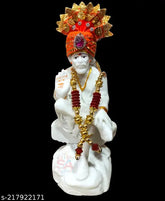 White poly resin Sai Amrut Sai Baba Murti 6 inch decorative statue, perfect for home or office