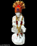 White poly resin Sai Amrut Sai Baba Murti 6 inch decorative idol, great for home or office, suitable gifting option