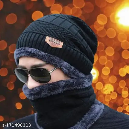 Textured wool beanie, winter caps in onesize, cozy accessory from India