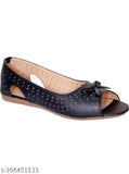 Stylish black synthetic leather bellies for women - slip-on ballet flats, MAHI & LOOKS (India)